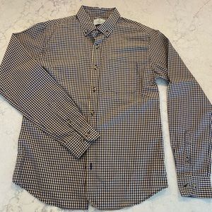 Boys Navy Plaid Dress Shirt, Size 14/16